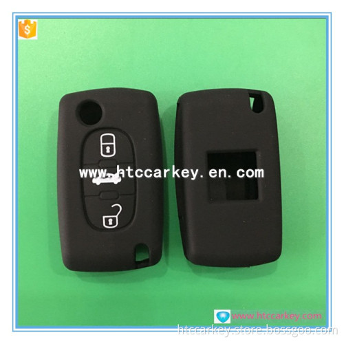 silicone car key cover for peugeot 2 button flip key
